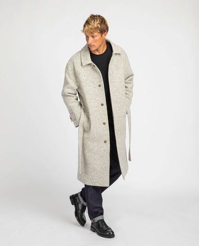 marché commun manteau long homme laine recyclée gris noyoco