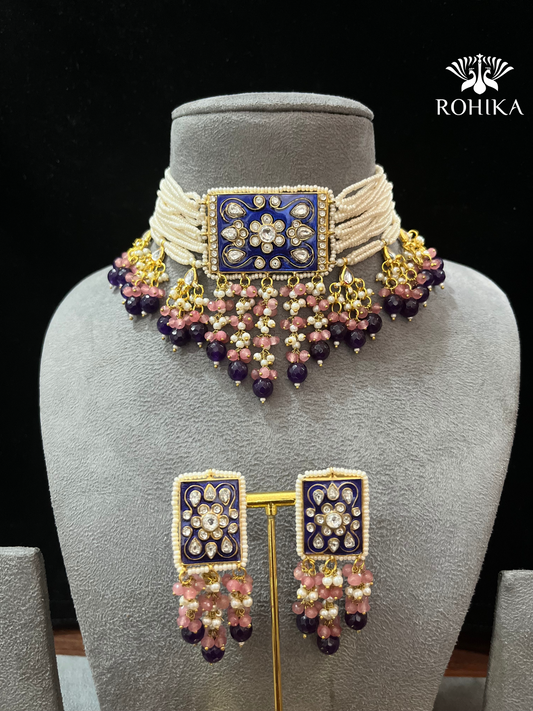 ShopBollyWear Multi Color Meenakari Kundan Choker Set