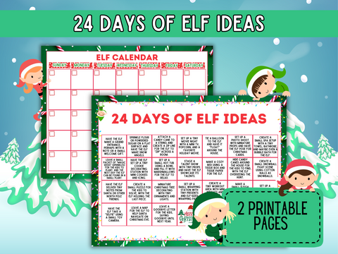 free 24 days of elf ideas, free christmas printables for kids