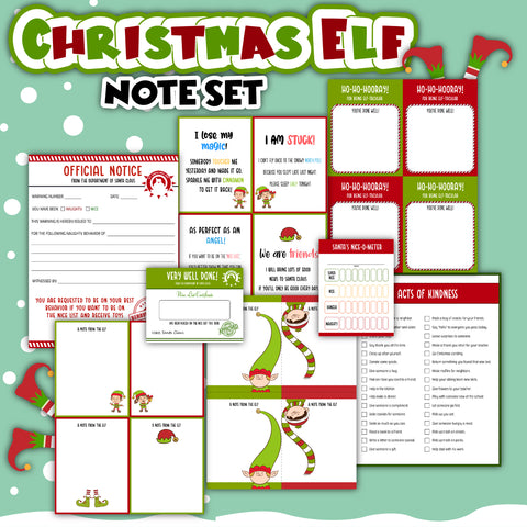 christmas elf note set printables for kids