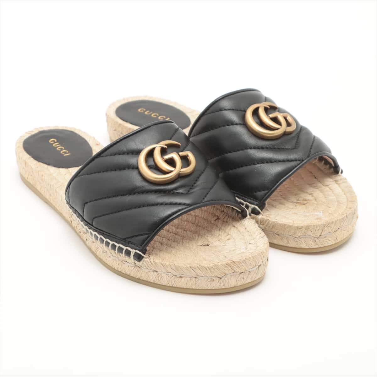 美品☆GUCCI・レディース レザー GGマーモット トングサンダル（35）-