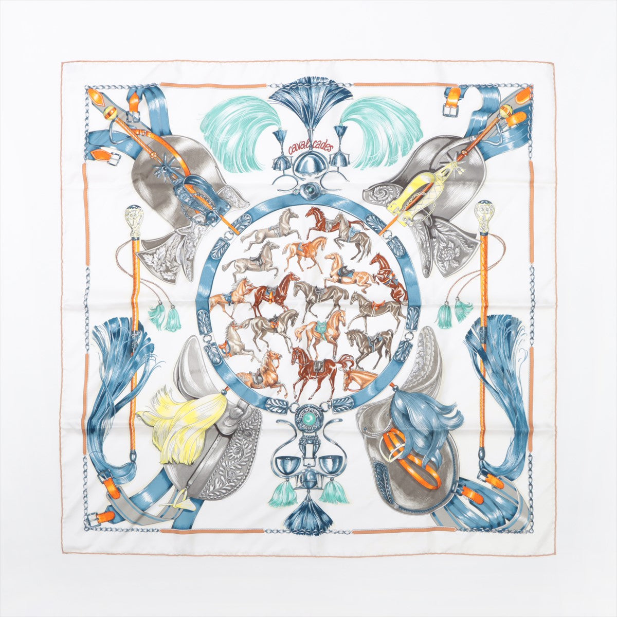 【新品・箱リボン付】カレ90 私の雲 シルク ホワイト白 マルチカラーhermes