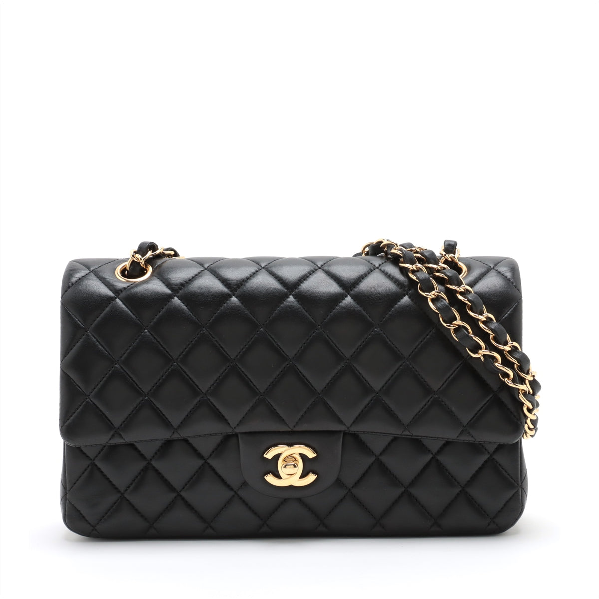 【箱・布袋・ギャラあり】CHANEL　シャネル　トップハンドルバッグ　ラムスキン　マトラッセ　ブラック　ゴールド金具　シンプル　レディース　ギフト　プレゼント包装可松前R56号店ハンドバッグ