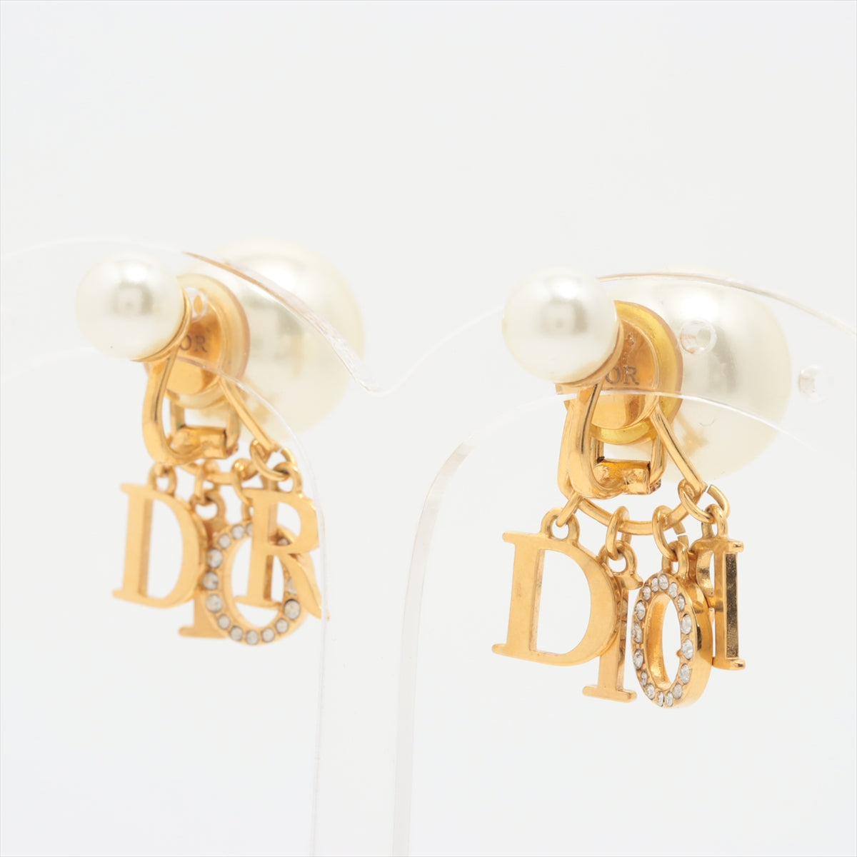 Diorクリスチャン ディオール　パールピアス　ストーン　両耳用ホワイトクリスタル