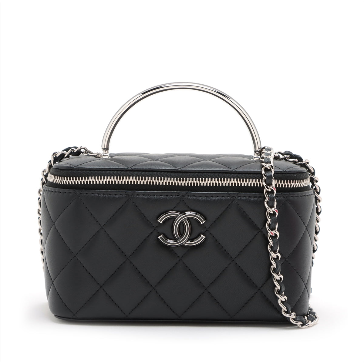 Aランクライン■極美品■ CHANEL シャネル ココマーク ビコローレ レザー バニティバッグ ハンドバッグ レディース ブラック系 AS5235