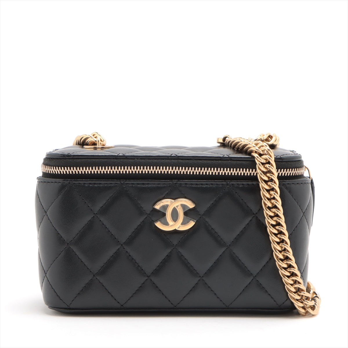 超美品　正規　レア　CHANEL　黒ラムミディアムマトラッセ斜め掛けシルバー金具レディース