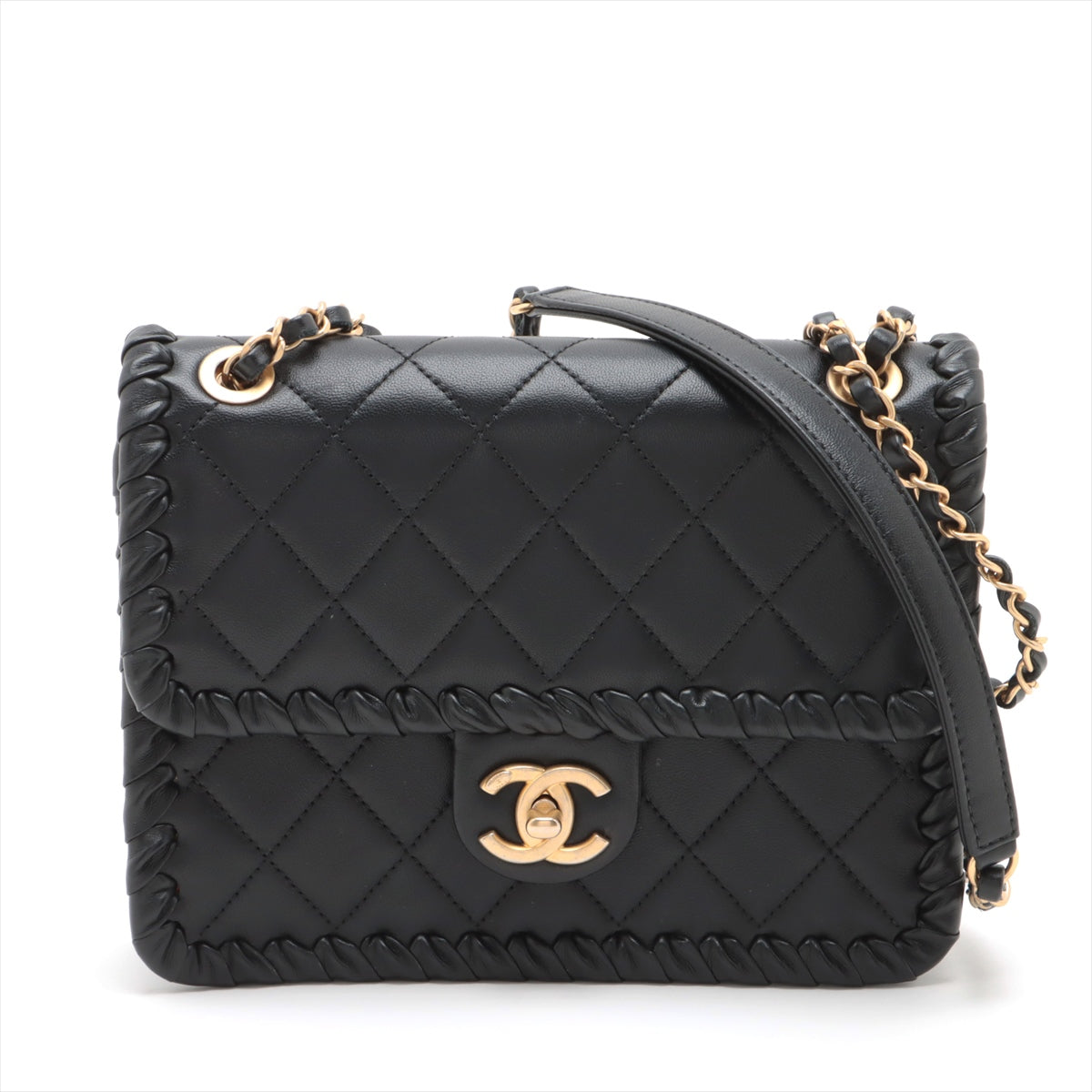 CHANEL マトラッセ ラムスキン シングルフラップダブルチェーン ...