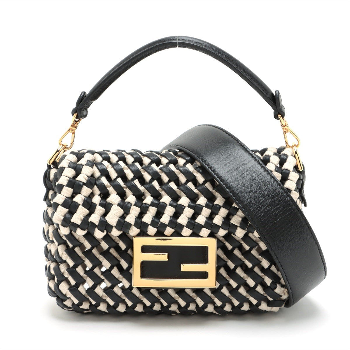 FENDI マンマバケット キャンパス+レザー ショルダーバッグ 