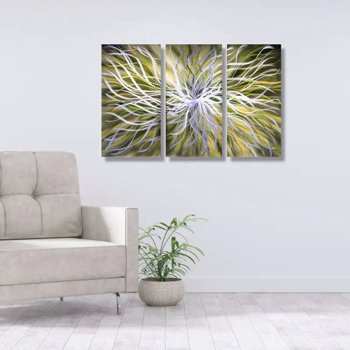 3 Piece Art for Wall Titled Radiation (Gold Edition Set of 3)