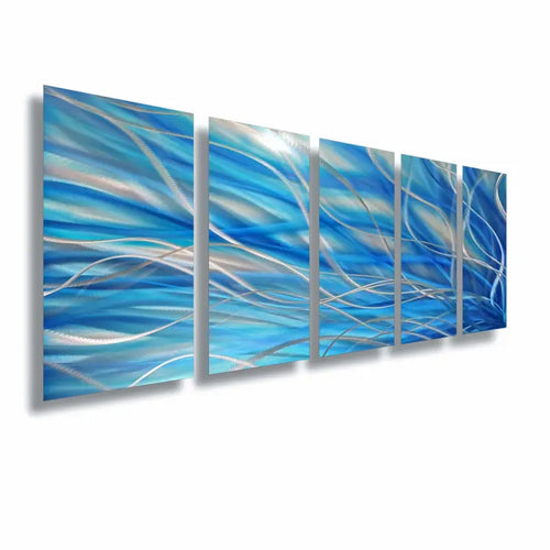 5 Panel Wall Art Titled "Kosmosis" Blue Edition