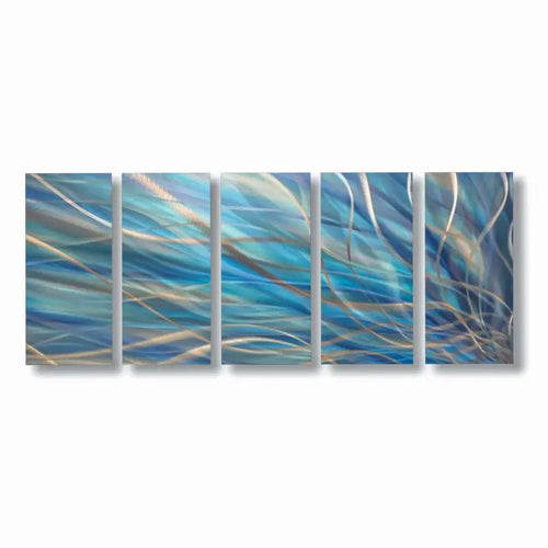 5 Panel Wall Art Titled "Kosmosis" Blue Edition