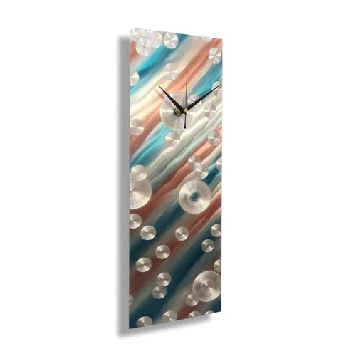 Abstract Artwork Clock Titled "Cloud Chaser" (Teal & Sun Set Red Edition)