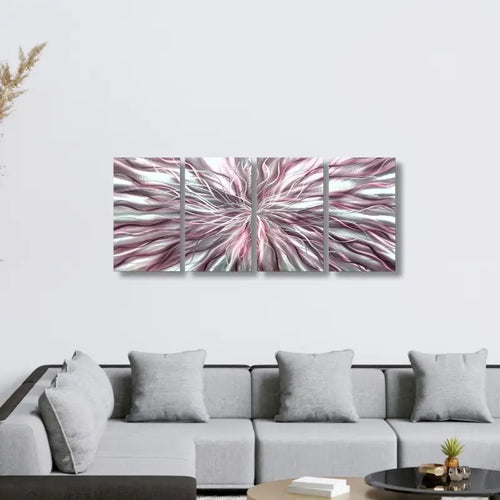 Abstract Wall Art Titled "Radiation" Set of 4 (Pink Edition)