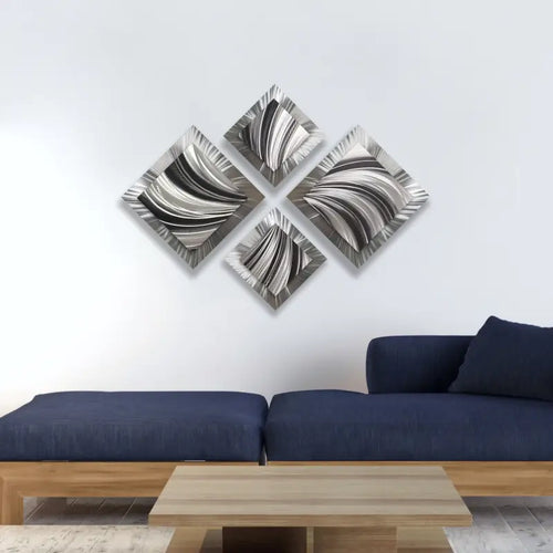Black and Silver Wall Art Titled "X-Spiral"