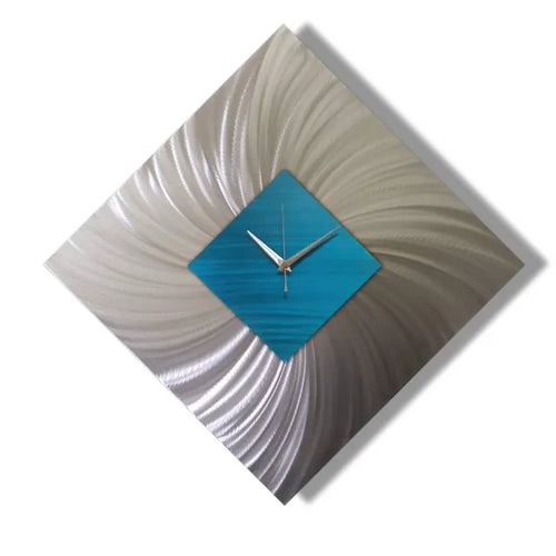 Diamond Wall Clock Titled Methone (Cyan Blue & Silver Edition)