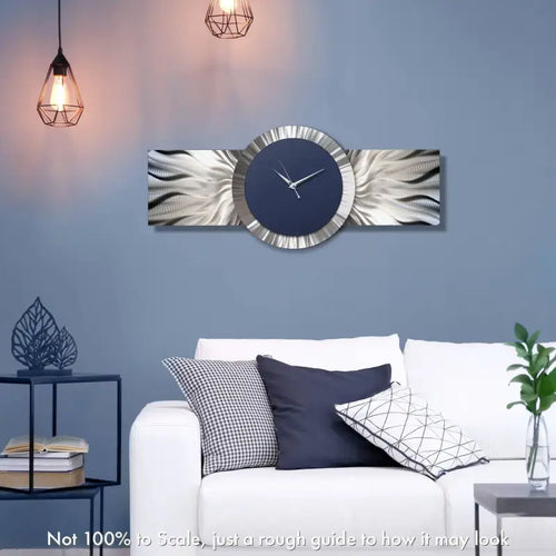 Extra Large Navy Blue Wall Clock Titled Zeta