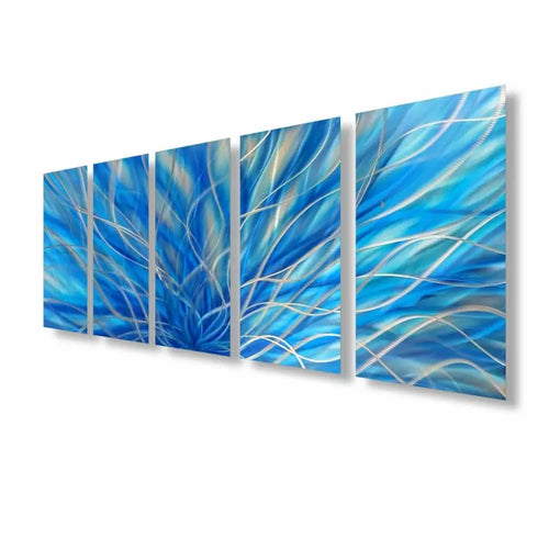 Extra Large Wall Art Titled "InBloom" (Set of 5 in Blue)