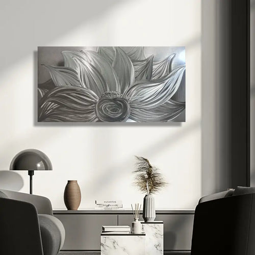 Flower Wall Art Titled "Silver Lotus"