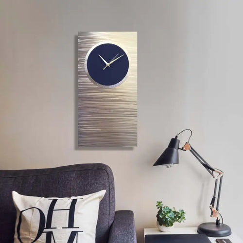 Large Navy Blue Wall Clock Titled "Lux"