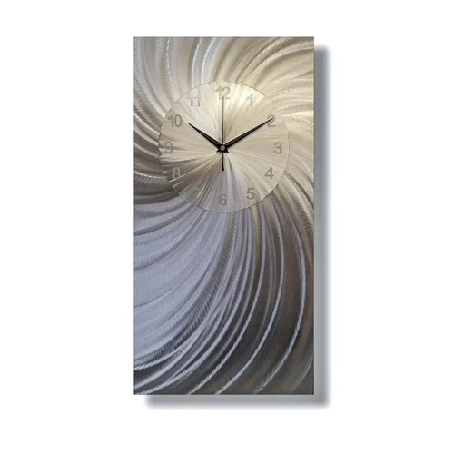 Large Silver Wall Clock Titled "Stellar"