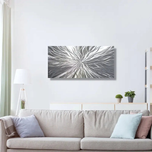 Metallic Wall Art Titled "Radiation" (Silver Edition)