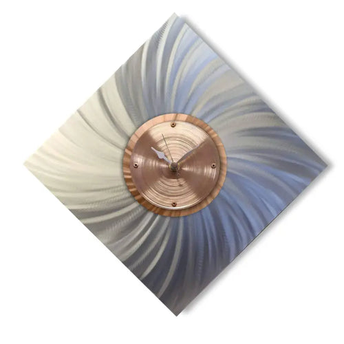 Silver & Copper Wall Clock Titled "Kinetic"