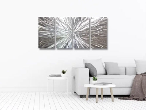 Silver Wall Art Decor Titled "Radiation" Set of 4