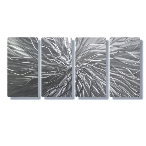 Silver Wall Art Decor Titled "Radiation" Set of 4