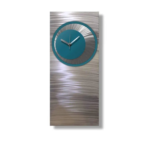 Teal Large Wall Clock Titled Synergy