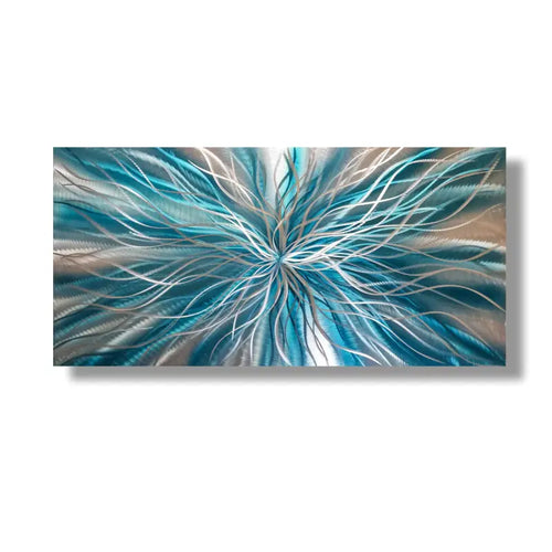 Teal Metal Wall Art Titled Radiation