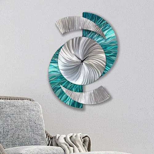 Teal Wall Clock Titled "Elliptical"