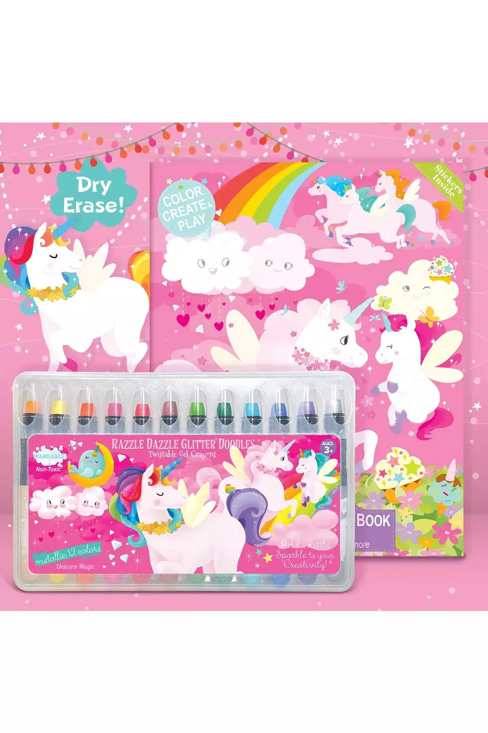 The Piggy Story - Dinosaur World Glitter Doodle Gel Crayons