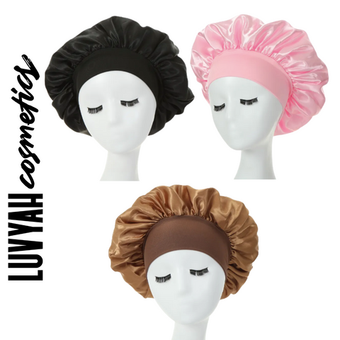 satin bonnets pink black brown