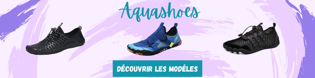 Bannière montrant 3 modèles de chaussures aquaschuhe.com adaptés à la pratique du Canyoning