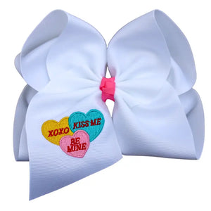 Conversation Hearts Embroidered Bow ❤️ - Sugar Britches Boutique 