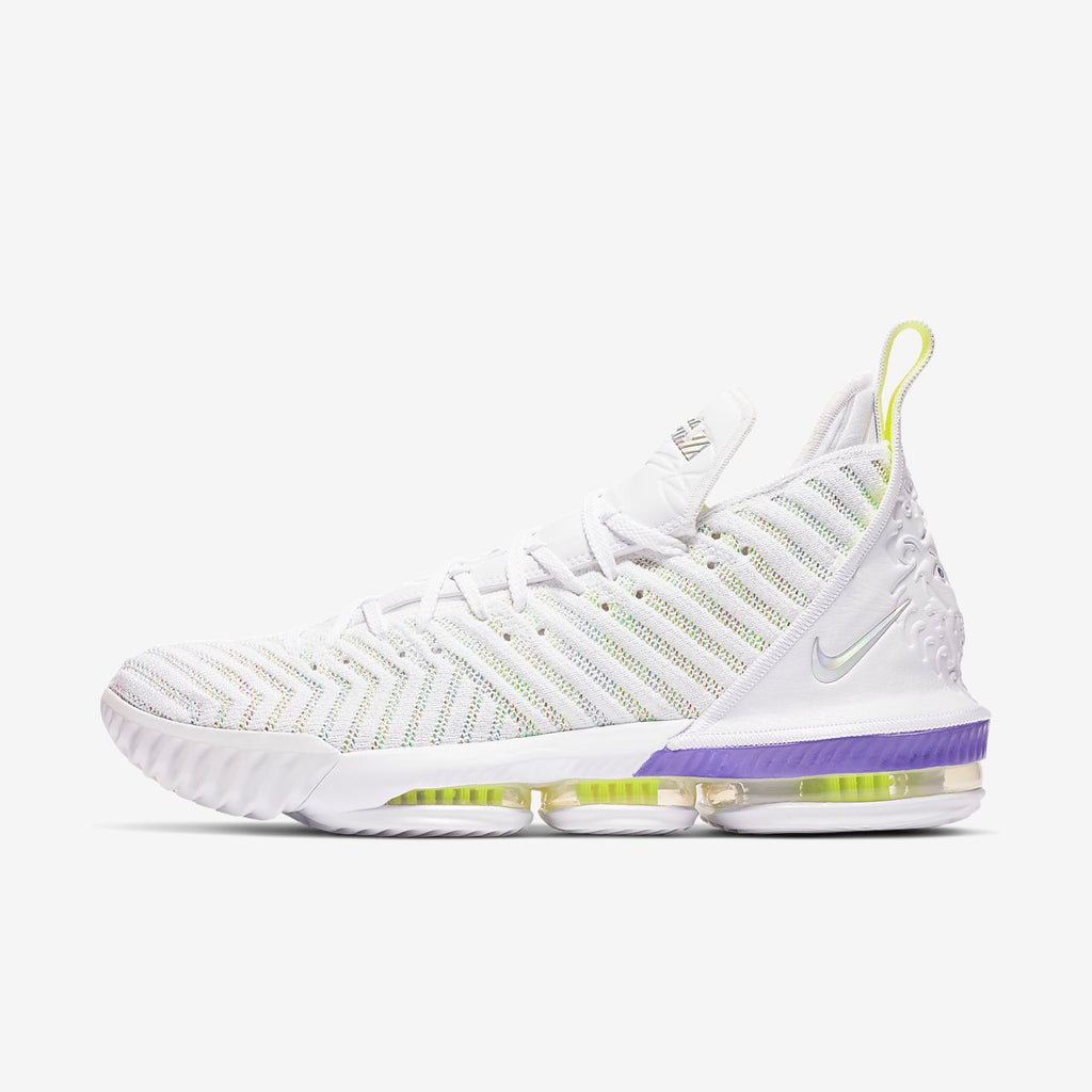 white and purple lebron 16