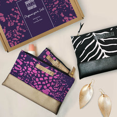 batik boutique organizer set purple bintik