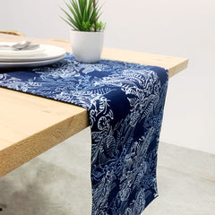 Batik Table Runner - Blue Nautical Fern
