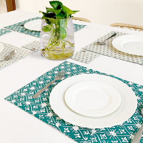 batik homeware set - teal starry