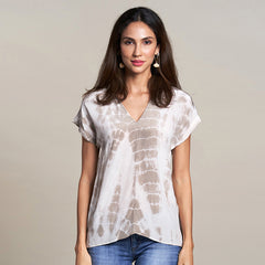 shibori silk tee - mangosteen