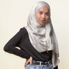 batik boutique shibori mangosteen silk cotton scarf model in hijab