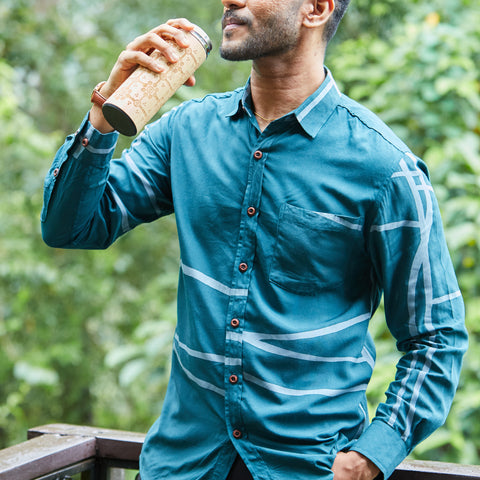 men batik long sleeve shirt forest green