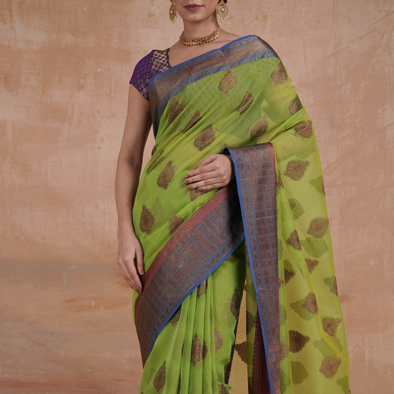 Green Banarasi Fancy Saree with Intricate Zari work