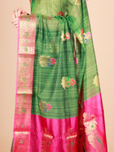 Green cotton banarasi saree