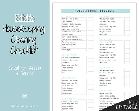 Housekeeping Cleaning Checklist