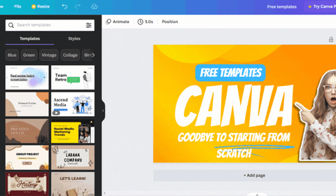 canva feature free templates
