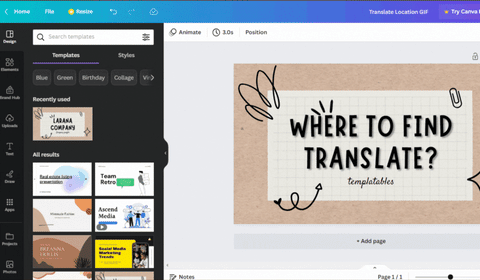 canva translate location in GIF