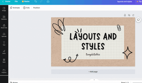 canva's layouts and styles location GIF