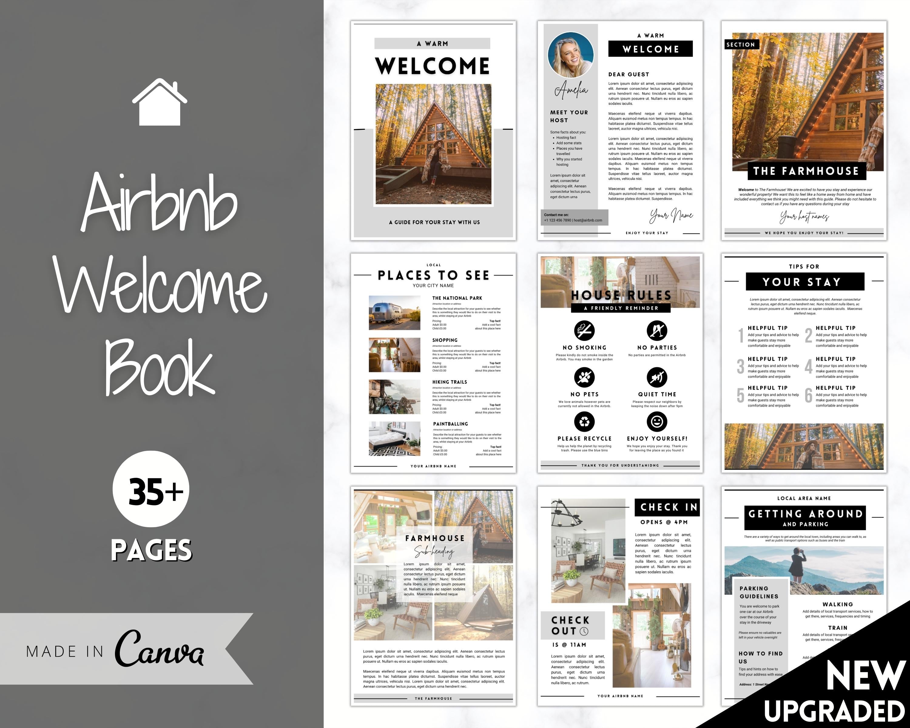 airbnb welcome book template canva