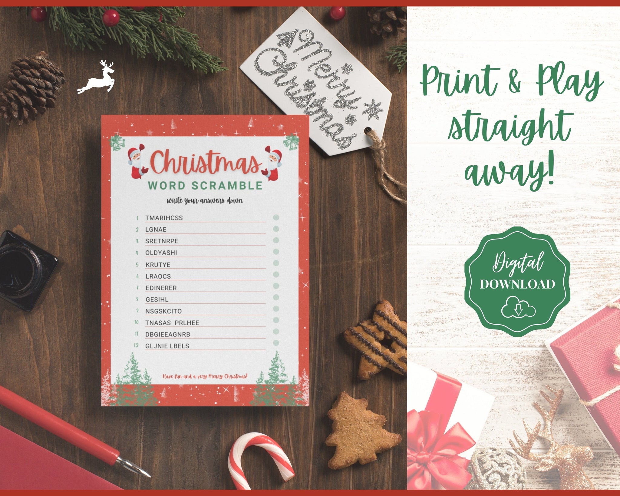 Christmas Word Scramble | Holiday Game Printables, Xmas Party Games